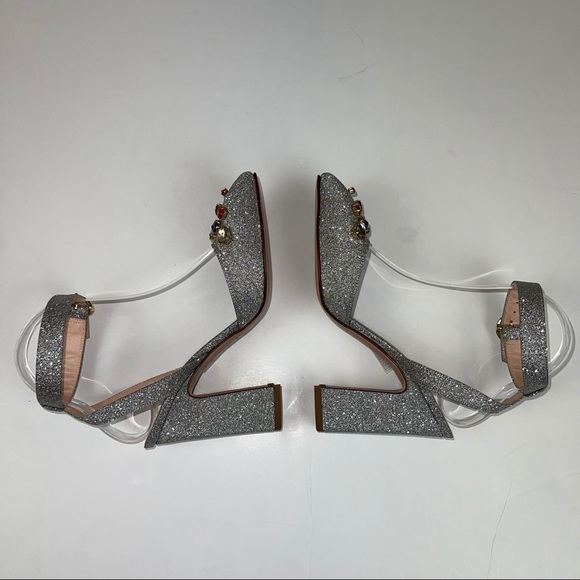 J Crew Vicky Pump With Jewels Silver Glitter 6.5 - Picture 10 of 16